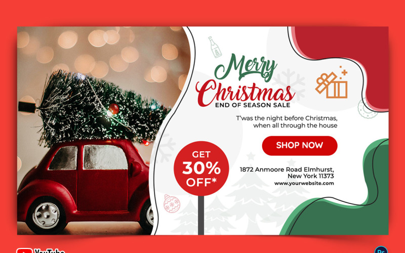 Christmas Sale Offers YouTube Thumbnail Design Template-11 Social Media