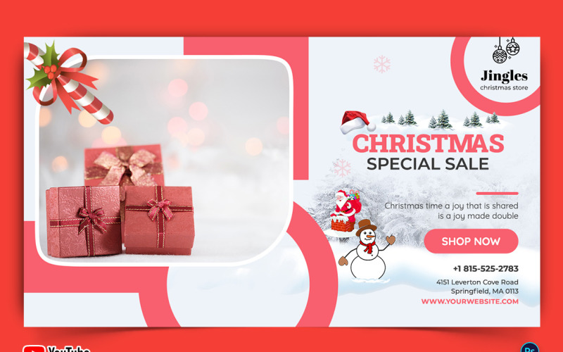 Christmas Sale Offers YouTube Thumbnail Design Template-12 Social Media