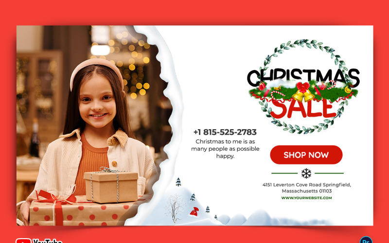 Christmas Sale Offers YouTube Thumbnail Design Template-13 Social Media