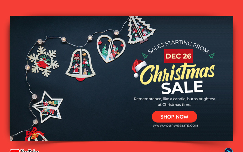 Christmas Sale Offers YouTube Thumbnail Design Template-15 Social Media