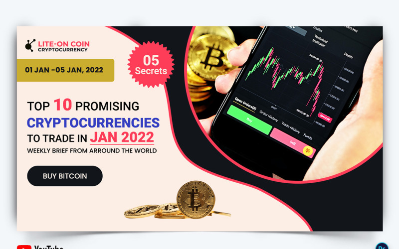 Cryptocurrency YouTube Thumbnail Design Template-01 Social Media