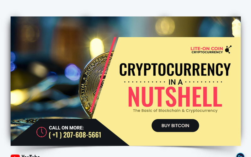 Cryptocurrency YouTube Thumbnail Design Template-02 Social Media