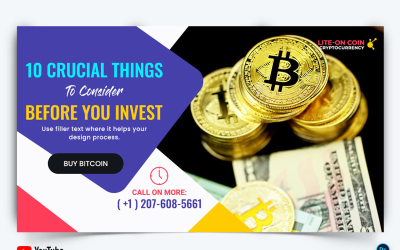 Cryptocurrency YouTube Thumbnail Design Template-07 Social Media