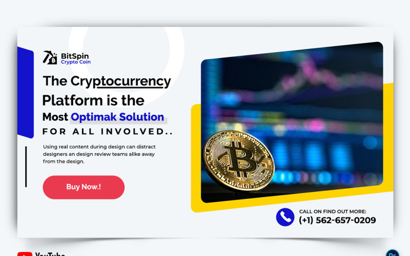 Cryptocurrency YouTube Thumbnail Design Template-16 Social Media