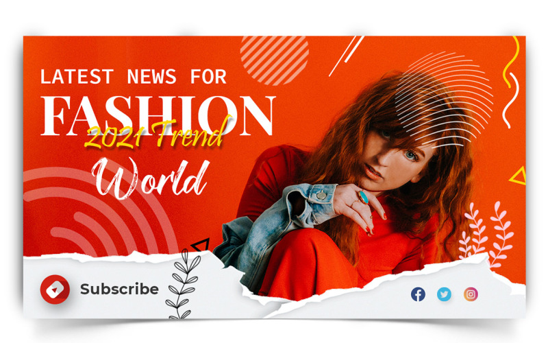 Fashion YouTube Thumbnail Design Template-04 Social Media