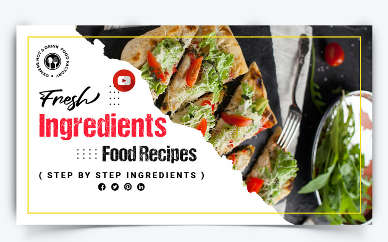 Food and Restaurant YouTube Thumbnail Design Template-20 Social Media