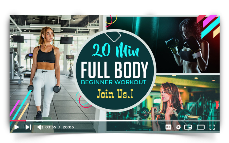 Gym and Fitness YouTube Thumbnail Design Template-01 Social Media