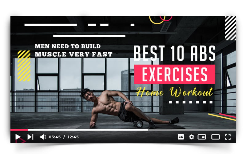 Gym and Fitness YouTube Thumbnail Design Template-02 Social Media