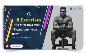 Gym and Fitness YouTube Thumbnail Design Template-06