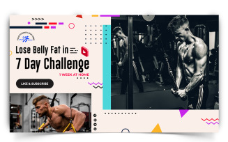 Gym and Fitness YouTube Thumbnail Design Template-11