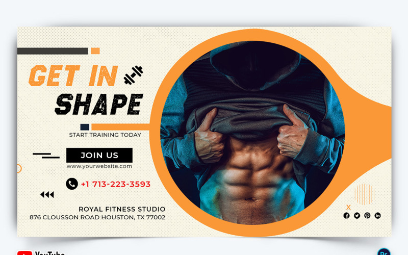 Gym and Fitness YouTube Thumbnail Design Template-18 Social Media