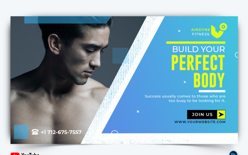 Gym and Fitness YouTube Thumbnail Design Template-26 Social Media