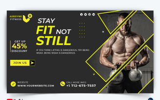 Gym and Fitness YouTube Thumbnail Design Template-27