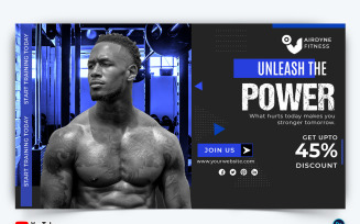 Gym and Fitness YouTube Thumbnail Design Template-32