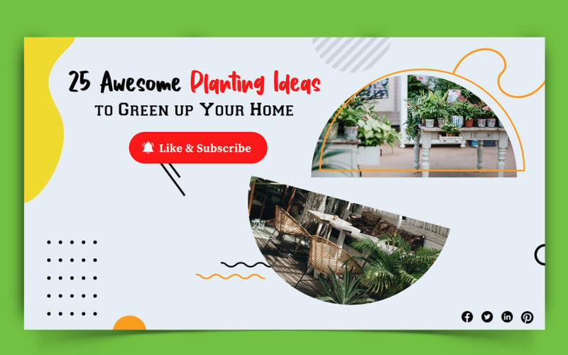 Home Gardening YouTube Thumbnail Design Template-06 Social Media