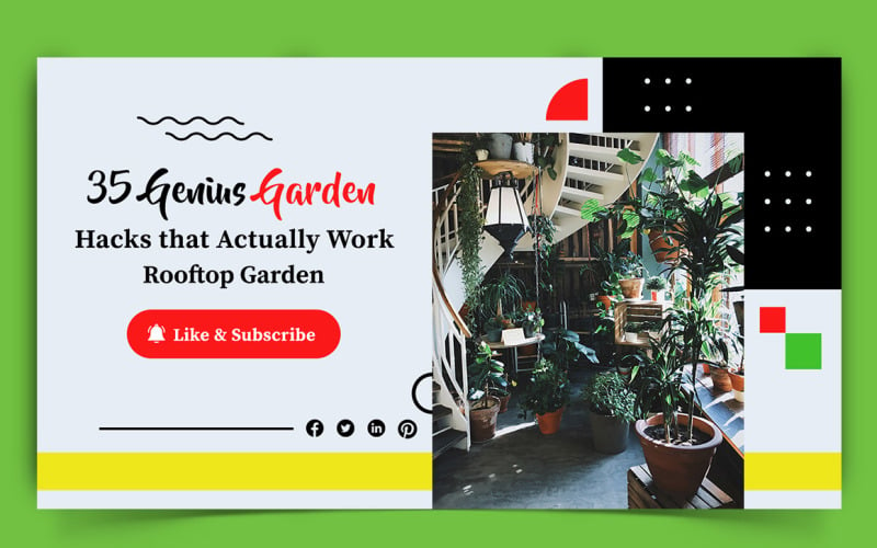 Home Gardening YouTube Thumbnail Design Template-07 Social Media