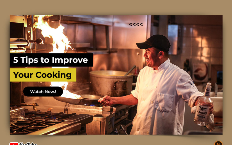 Chef Cooking YouTube Thumbnail Design -03 Social Media