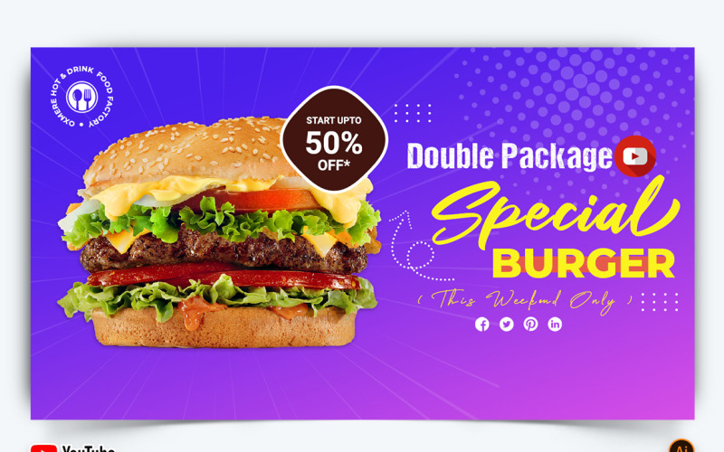 Food and Restaurant YouTube Thumbnail Design -19 Social Media