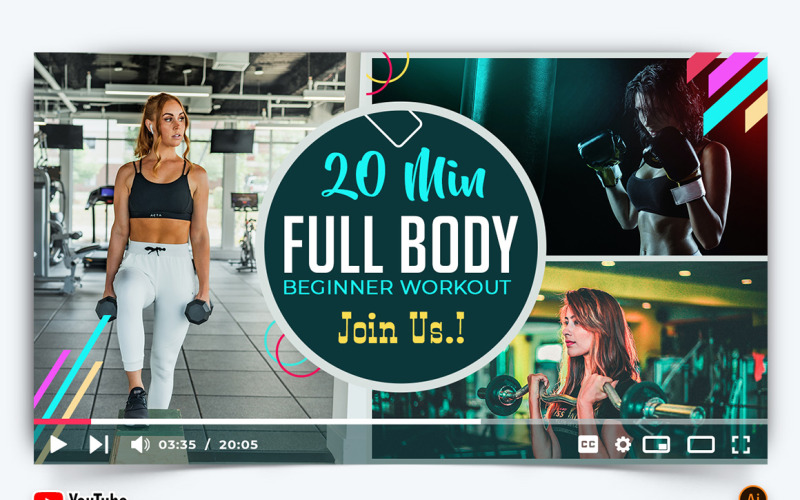 Gym and Fitness YouTube Thumbnail Design -01 Social Media