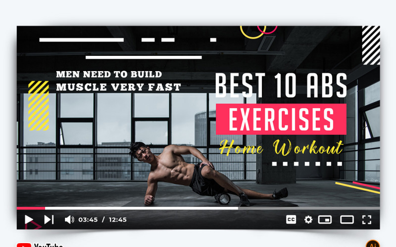 Gym and Fitness YouTube Thumbnail Design -02 Social Media