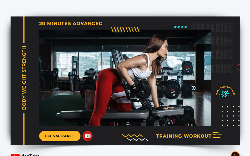 Gym and Fitness YouTube Thumbnail Design -13 Social Media