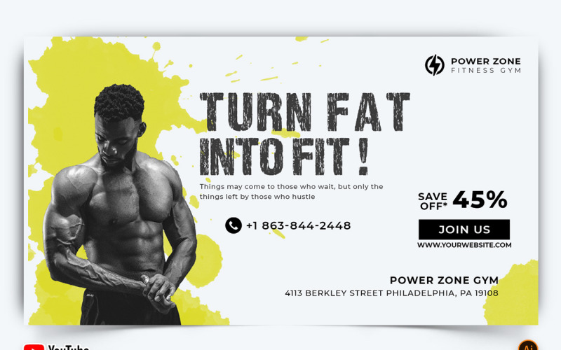 Gym and Fitness YouTube Thumbnail Design -22 Social Media