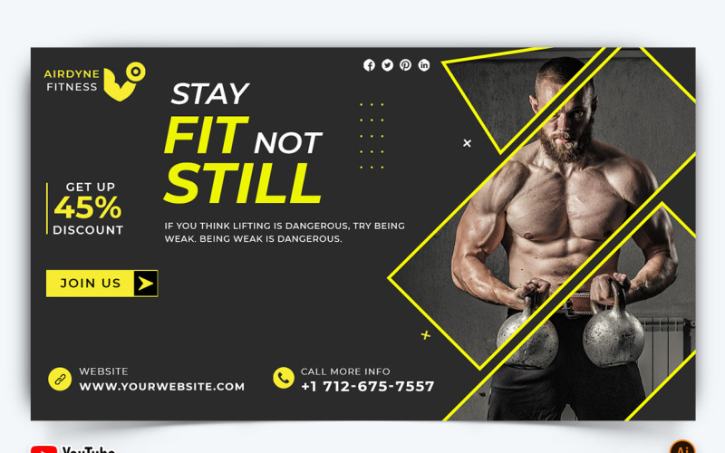 Gym and Fitness YouTube Thumbnail Design -27 Social Media