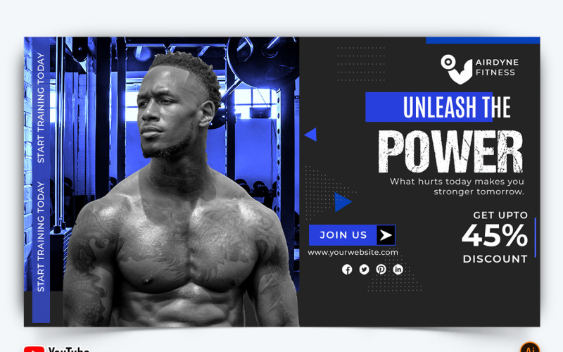 Gym and Fitness YouTube Thumbnail Design -32 Social Media