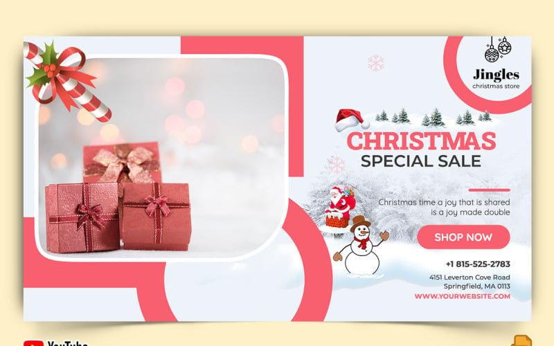 Christmas Sale YouTube Thumbnail Design -012 Social Media