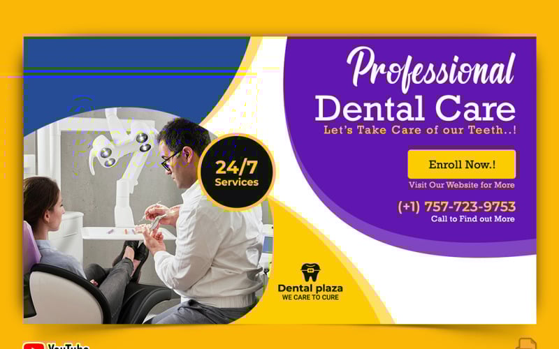 Dental Care YouTube Thumbnail Design -004 Social Media