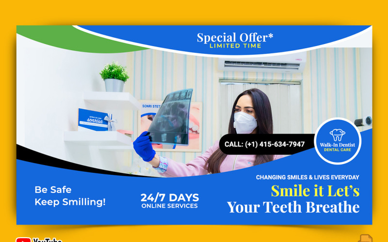 Dental Care YouTube Thumbnail Design -011 Social Media