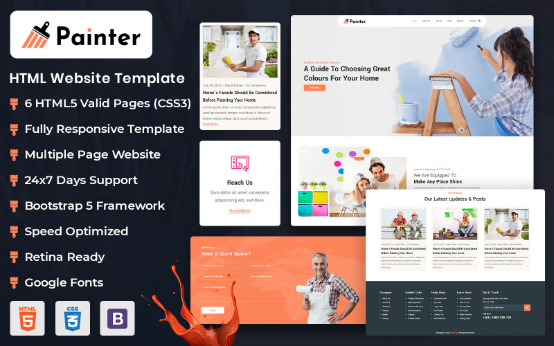 Painting Services Responsive HTML Template Website Template