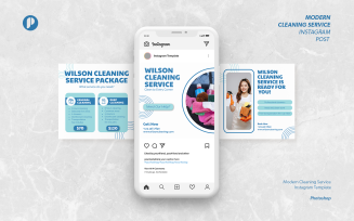 Bubble blue modern cleaning service instagram template