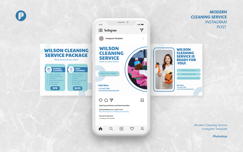 Bubble blue modern cleaning service instagram template Social Media