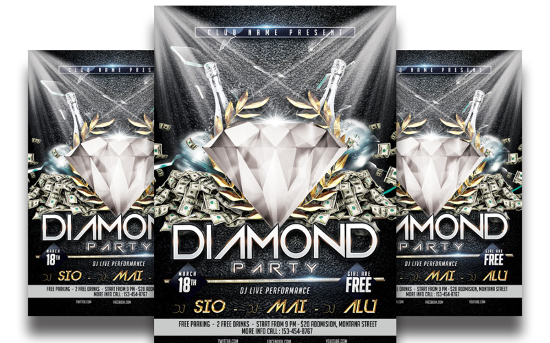 Diamond Party Flyer Tempalte Corporate Identity