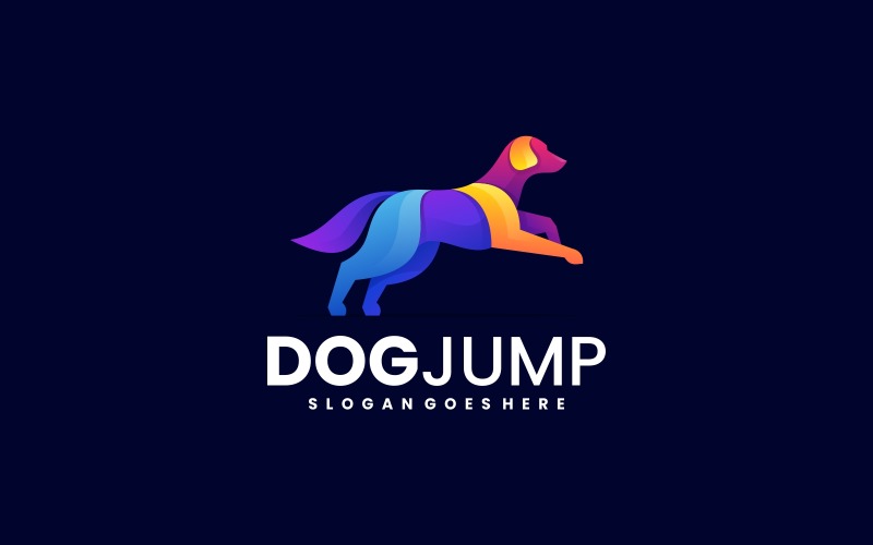 Dog Jump Gradient Colorful Logo Logo Template