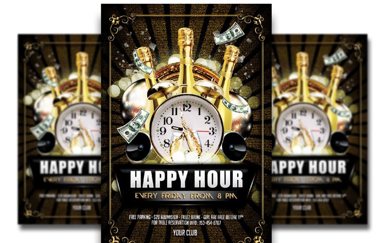 Happy Hour Flyer Template #3 Corporate Identity
