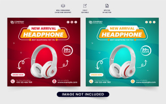 Headphone sale discount template vector