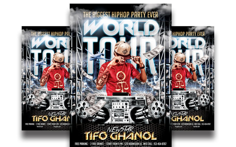 Hip Hop World Tour Flyer Template Corporate Identity