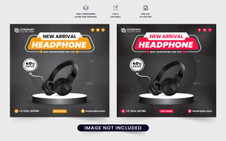 Modern headphone business poster vector
