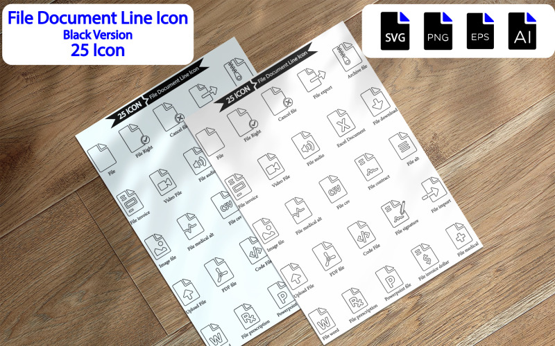 Premium File Document Line Icon Pack Icon Set