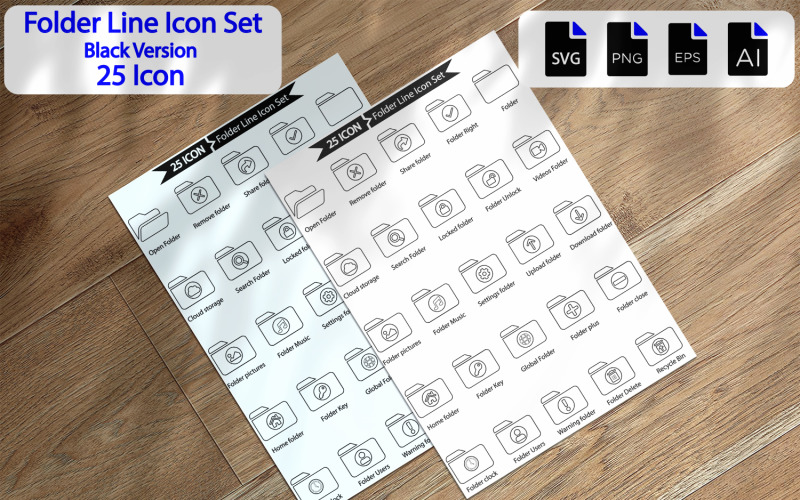 Premium Folder Line Icon Pack Icon Set
