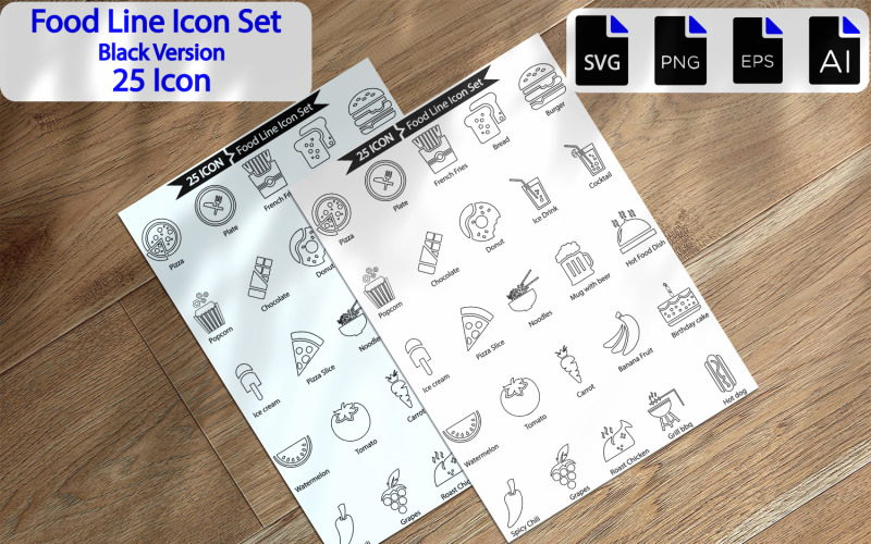 Premium Food Line Icon Pack Icon Set