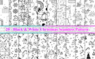 Black & White Christmas Seamless Pattern, Christmas Seamless Pattern
