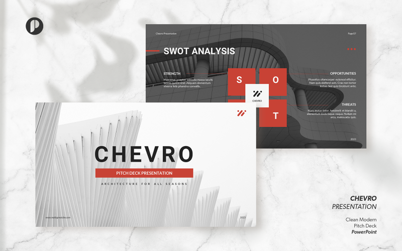 Chevro – classic white clean modern pitch deck presentation template PowerPoint Template