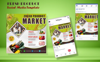Fresh Product Market Grocery Brochure Template for Social Media