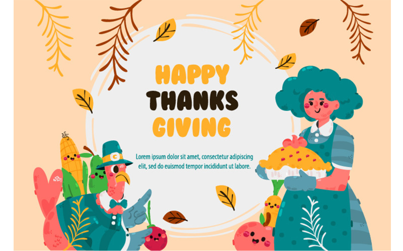 Happy Thanksgiving Greeting Background Illustration