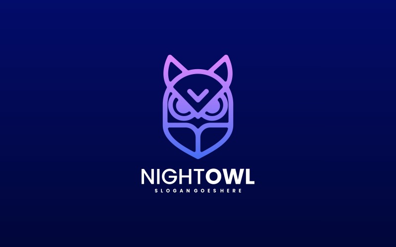 Night Owl Line Art Gradient Logo Style Logo Template