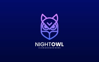 Night Owl Line Art Gradient Logo Style