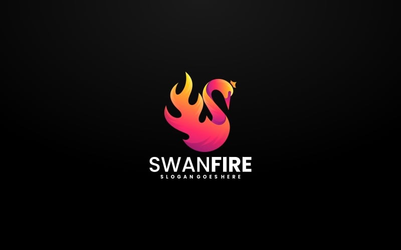Swan Fire Gradient Logo Design Logo Template